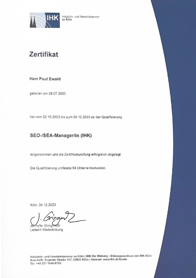 SEO-/SEA-Manager (IHK)